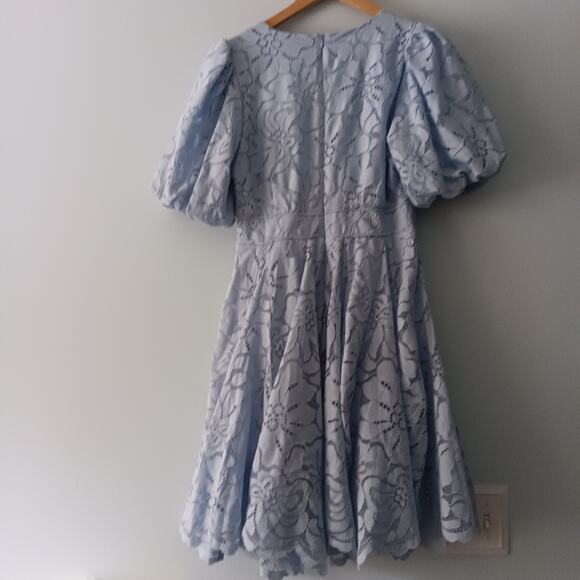 CeCe Elegant Blue Lace Floral Fit & Flare Dress 8 - Picture 4 of 11